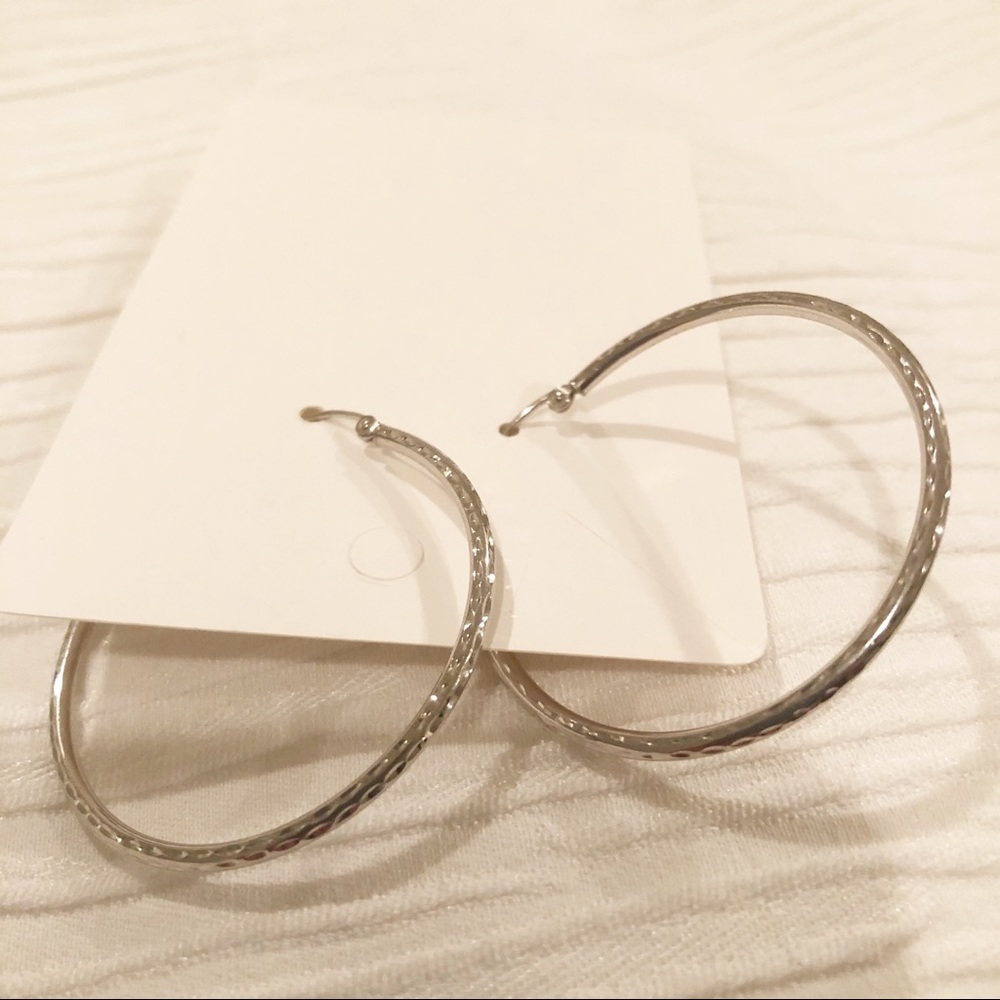 Shiny Silver Hoop Earrings